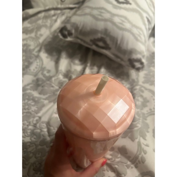 Starbucks Summer 2021 Blush Pink Peach Marble Prism 24 oz Tumbler Cold Cup - Picture 4 of 5